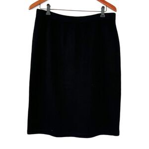 St. John Collection Marie Gray Black Santana Knit Pull On Skirt 14 *Flaws*